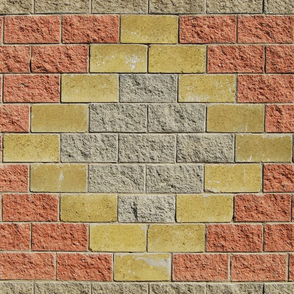 Sturdy Yellow Red Cut Stone Wall Good Backgrounds Seamless Line — стоковое фото