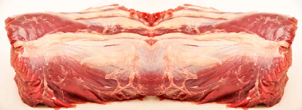Καθαρίστε Πολύ Φρέσκο Κόκκινο Ωμό Βόειο Κρέας Αγελάδας Απομονώνονται Λευκό — Φωτογραφία Αρχείου