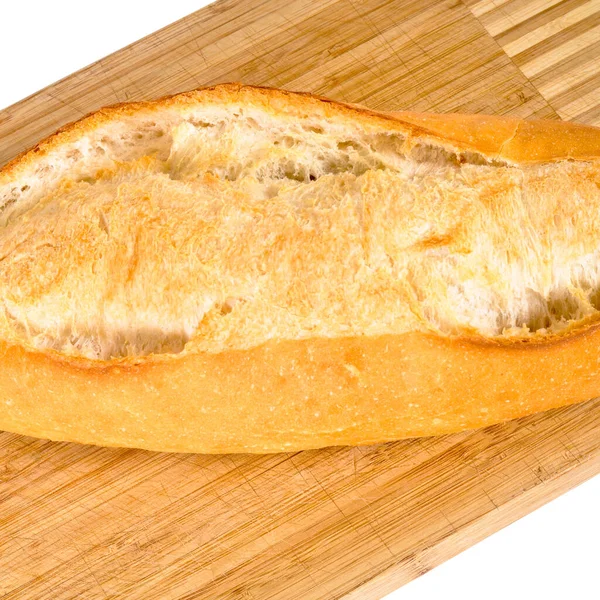 Φρέσκο Ψημένο Θρεπτικό Και Χρυσοκίτρινο Ψωμί Ξύλο Κοπής Μπαμπού — Φωτογραφία Αρχείου