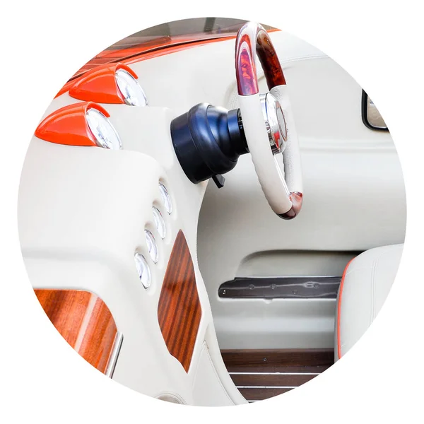 Velocidade Volante Barco Painéis Instrumentos Painel Controle Lancha Luxo — Fotografia de Stock