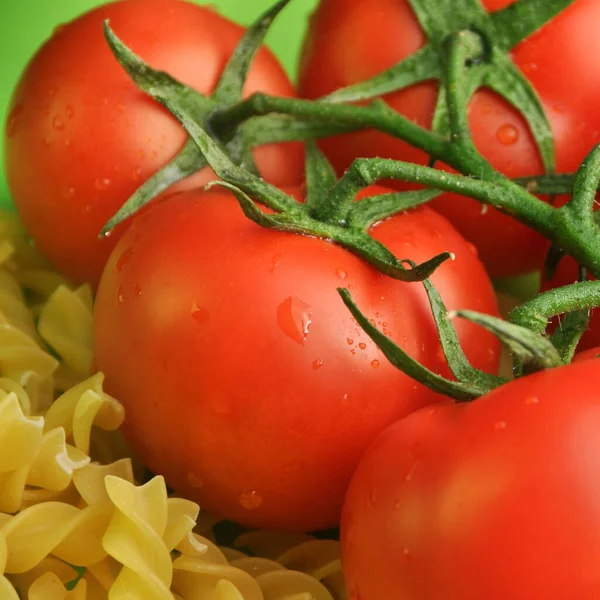 Rauwe Verse Gezonde Droge Macaroni Pasta Biologische Tomaten — Stockfoto