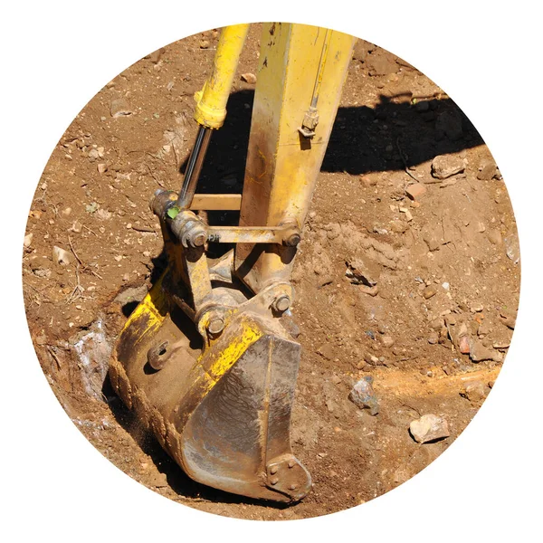Escavatore Continua Lavorare Nel Cantiere Nel Sito Scavo Nell Escavatore — Foto Stock