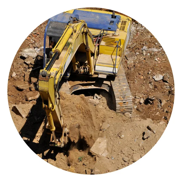 Excavator Continues Work Construction Site Excavation Site Excavator — Stock Photo, Image