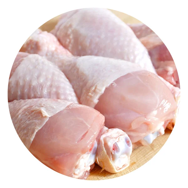 Fresh Uncooked Chicken Meat Drumsticks Pieces Baget Ready Cook Cutting — Stock Photo, Image