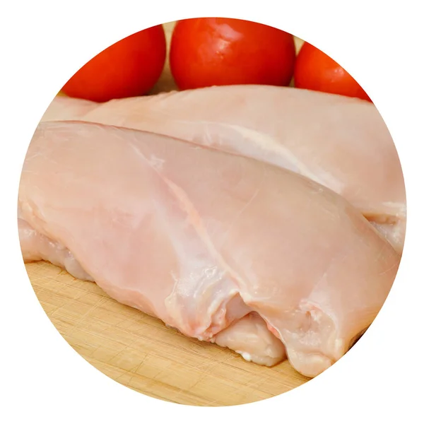 Fresh Raw Chicken Meat Breast Pieces Ready Cook Tomato — Fotografia de Stock