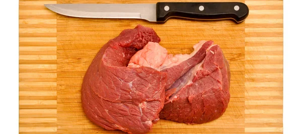 Reinigen Sie Sehr Frisches Rotes Rohes Rindfleisch Und Ein Scharfes — Stockfoto