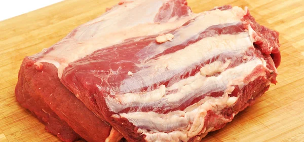 Carne Vaca Cruda Roja Muy Fresca Limpia Aislada Sobre Textura — Foto de Stock
