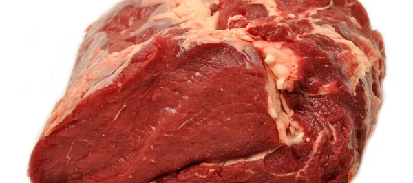 Limpe Carne Vaca Crua Vermelha Muito Fresca Isolada Textura Fundo — Fotografia de Stock