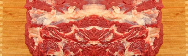 Чистота Свежее Красное Мясо Коровы Говядины Бамбук Разделочной Доске Текстура — стоковое фото