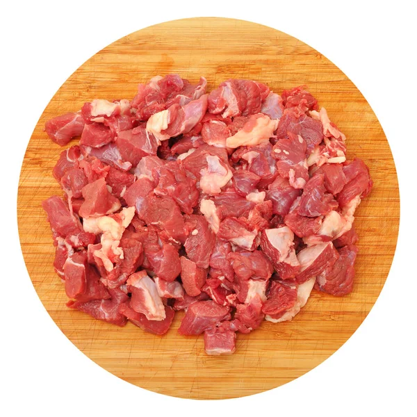 Rengör Mycket Färskt Rått Nötkött Från Kor Bambu Styckningsbordet Koköttsstruktur — Stockfoto
