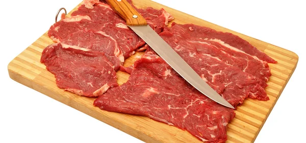 Reinigen Sie Sehr Frisches Rotes Rohes Rindfleisch Und Ein Scharfes — Stockfoto