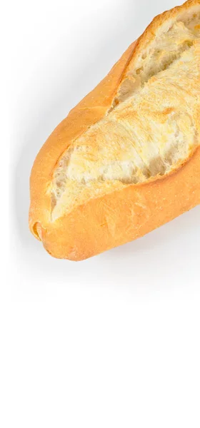 新鲜的烤有营养的金黄色面包 背景为白色 — 图库照片