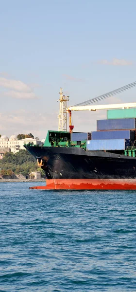 Stora Lastfartyg Lastfartyg Som Transporterar Containrar Som Används För Internationell — Stockfoto