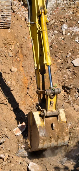 Escavadeira Continua Trabalhar Local Construção Local Escavação Escavadeira — Fotografia de Stock
