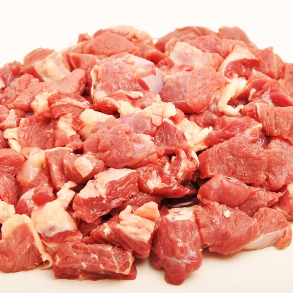 Czyste Bardzo Świeże Czerwone Surowe Mięso Krowie Wołowe Izolowane Białym — Zdjęcie stockowe
