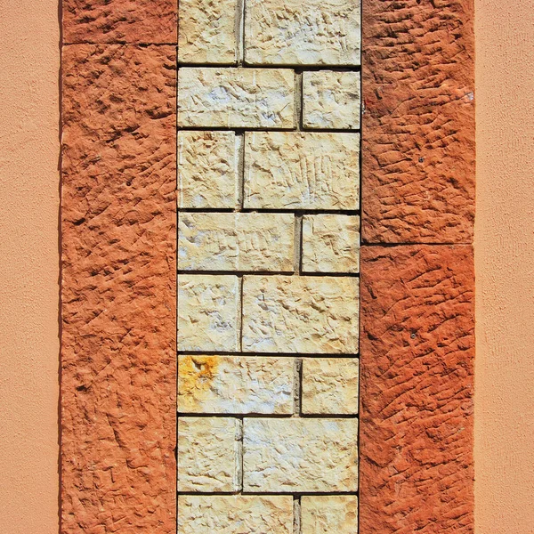 Robuste Gelb Beige Rot Geschnittene Steinmauer Gut Für Hintergründe Nahtlos — Stockfoto