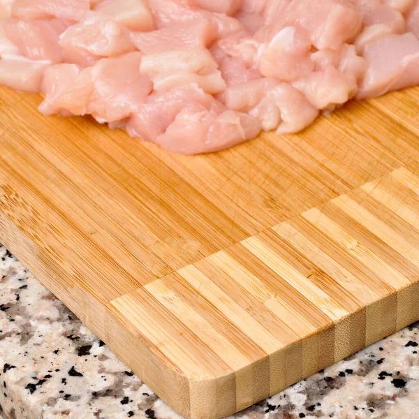 Fresh Raw Chicken Meat Breast Pieces Ready Cook Cutting Board Royalty Free Stock Images