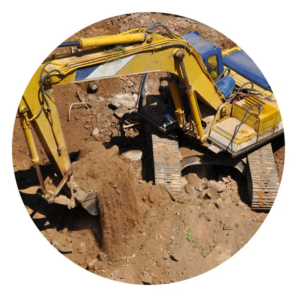 Excavadora Continúa Trabajando Sitio Construcción Sitio Excavación Excavadora — Foto de Stock
