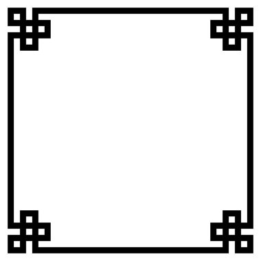 Dekoratif siyah kenar çerçeve, beyaz arkaplanda izole edilmiş, süs sanatının sınır çerçevesi