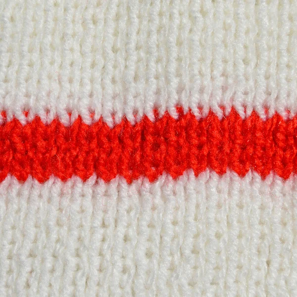 Vzor Tkaniny Vlny Ručně Pletené Tkaniny Červená Bílá Vlna Pozadí — Stock fotografie