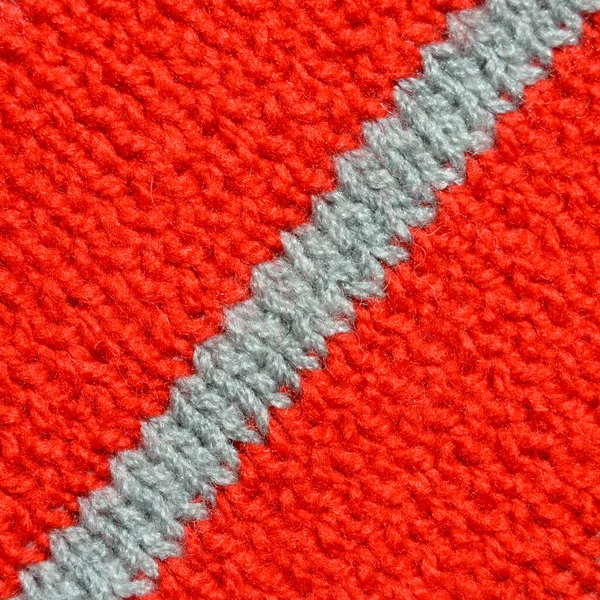 Patronen Gemaakt Van Wol Handgemaakte Gebreide Stof Rode Grijze Wol — Stockfoto