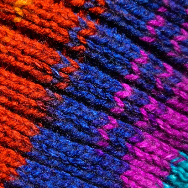 Tissu Motif Laine Tissu Tricoté Main Texture Fond Laine Colorée — Photo