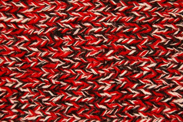 Musterstoff Aus Wolle Handgemachter Strickstoff Schwarz Weiß Und Rote Wolle — Stockfoto