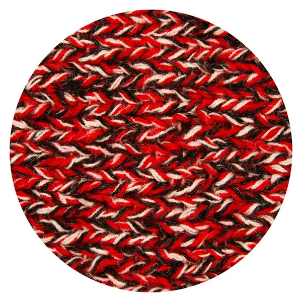 Pattern Fabric Made Wool Handmade Knitted Fabric Black White Red — Stock Photo, Image
