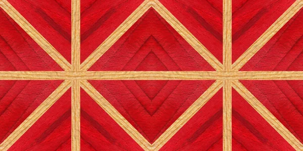 Wooden Red Marquetry Patterns Created Combination Different Woods Wooden Floor — Stock Photo, Image