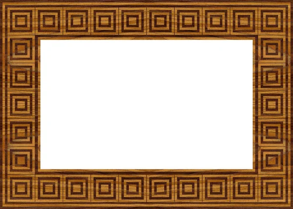 ギリシャ語のフレームの装飾 木製のクルミからの正方形の平均境界線白い背景に繰り返しギリシャのモチーフベクトルイラスト — ストック写真