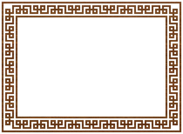 Греческие орнаменты, меандры. Граница квадратного меандра из деревянного ореха повторяется греческий мотив Векторная иллюстрация на белом фоне