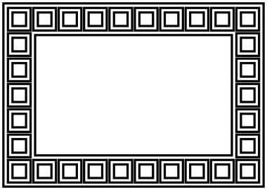 Yunan çerçeve süsleri, pervaneler. Beyaz zemin üzerinde tekrarlanan bir Yunan motif Vektör illüstrasyonunun kare kenarlığı