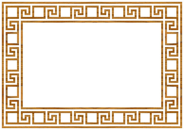 Греческие орнаменты, меандры. Граница квадратного меандра из деревянного ореха повторяется греческий мотив Векторная иллюстрация на белом фоне