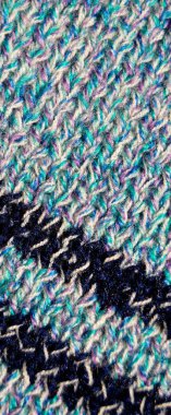 Yünden desenli kumaş. El yapımı kumaş mavi yün arkaplan dokusu