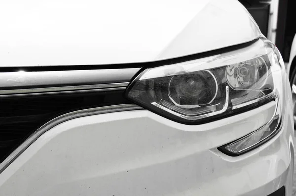 Detail Reflektorů Automobilů Bílá Moderní Luxusní Přední Lampa — Stock fotografie