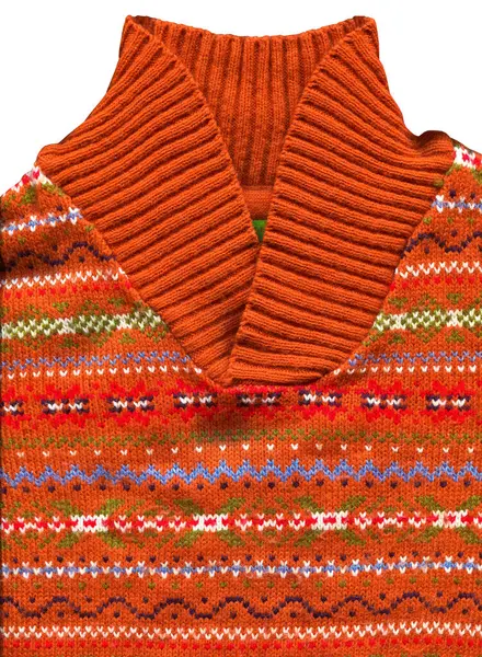 Cardigan Motifs Laine Tissu Tricoté Main Laine Orange Pull Texture — Photo