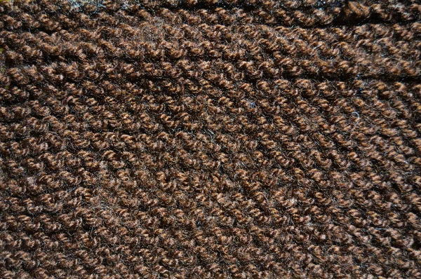 Musterstoff Aus Wolle Handgemachter Strickstoff Braune Wolle Hintergrund Textur — Stockfoto