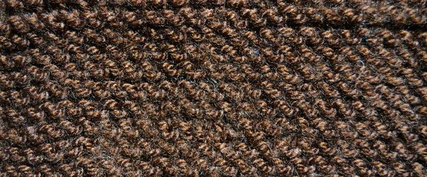 Pattern Fabric Made Wool Handmade Knitted Fabric Brown Wool Background — Stock Photo, Image