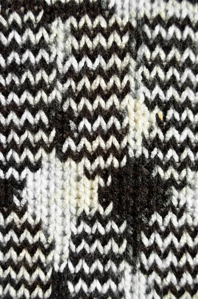 ウールで作られたパターン生地 手作りニット生地白茶色のウールの背景テクスチャ — ストック写真