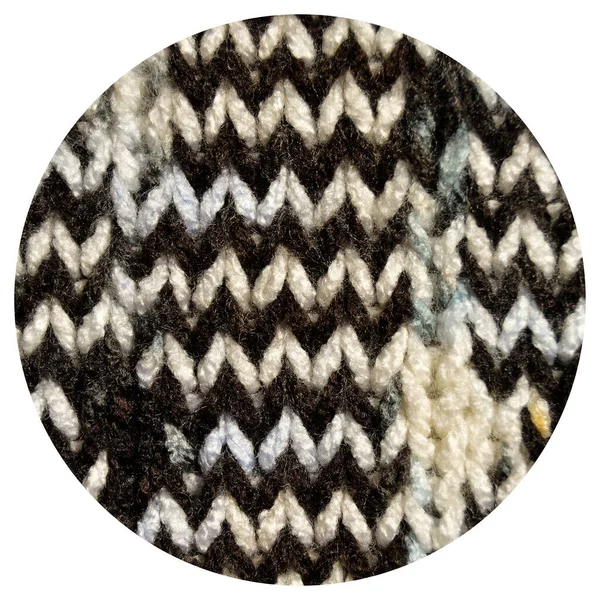 Pattern Fabric Made Wool Handmade Knitted Fabric White Brown Wool — Stock Photo, Image