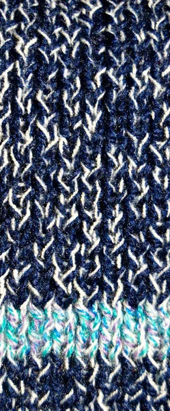 ウールで作られたパターン生地 手編みのファブリックブルーウールの背景テクスチャ — ストック写真