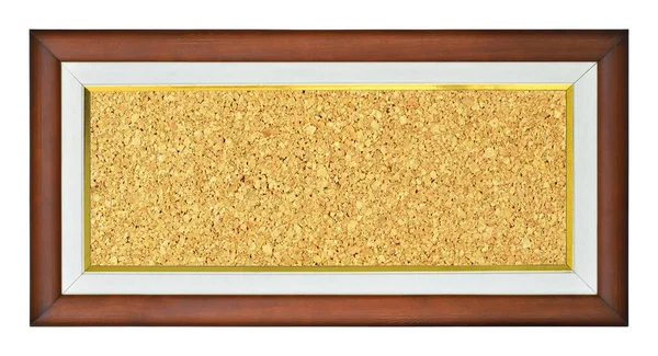 Деревянная Золотая Позолоченная Рама Прямоугольной Пробковой Доской Белом Фоне — стоковое фото