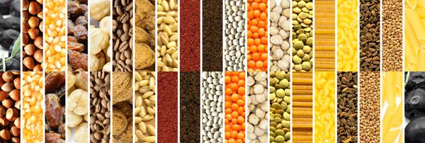 Photo Collage Various Raw Fresh Cereals Legumes Spices Suitable Website — Stock Photo, Image