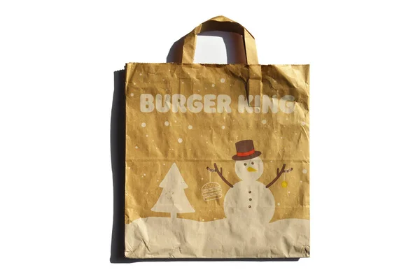 Різдвяні Тематичні Паперові Сумки Використані Ресторанах Burger King Туреччині Паперові — стокове фото