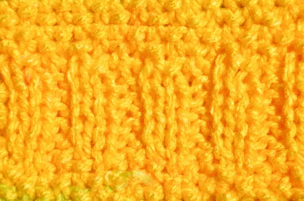 Pattern Fabric Made Wool Handmade Knitted Fabric Yellow Wool Background — Stock Photo, Image