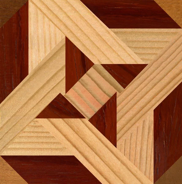 Wooden Marquetry Patterns Created Combination Different Pine Woods Wooden Floor Stock Picture