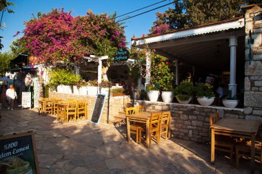 Benzersiz mimarisi ve turistik gezileri ile Eski Datca caddeleri, Mugla Datca Turkey, 29 Haziran 2023