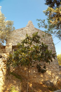 Eski Datca bölgesinin tipik katı ve nostaljik taş evleri, Türkiye Eski Datca Mugla 26 Haziran 2023