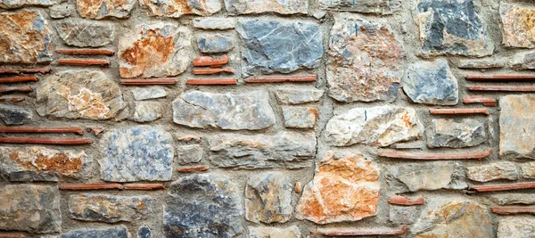 Ανθεκτικό Μπλε Και Μπεζ Κομμένο Πέτρινο Τοίχο Datca Τουρκία Καλό — Φωτογραφία Αρχείου