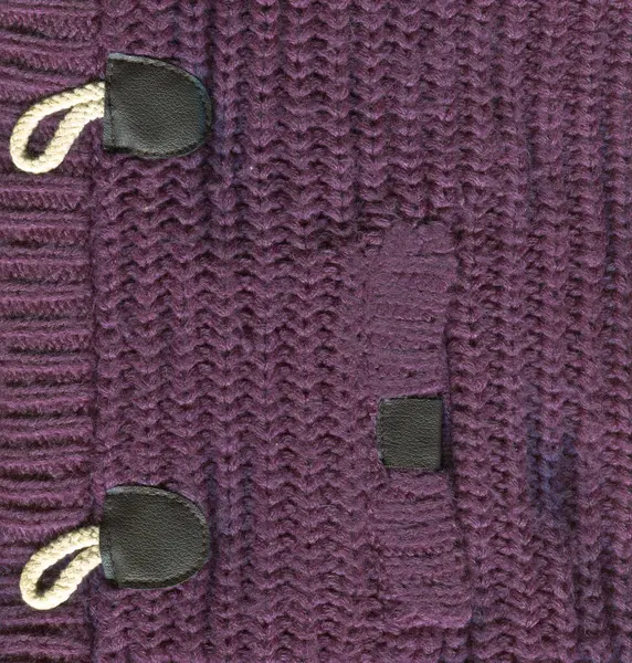 Patterned Cardigan Fabric Made Wool Handmade Knitted Fabric Purple Wool — Stock Photo, Image